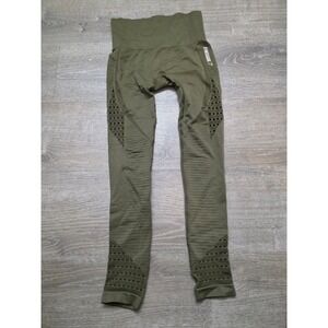 Gymshark Energy+ Seamless Leggings Olive Green High Waisted Eyelet Mesh Yoga XS
